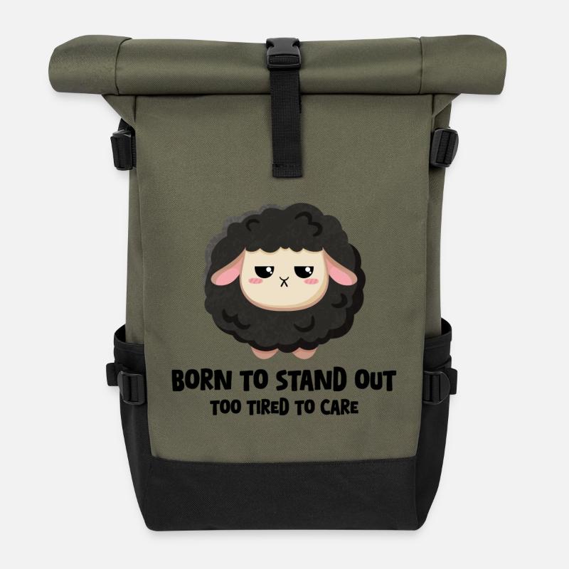 Schwarzes Schaf lustig - Rolltop Rucksack - Olive/Schwarz