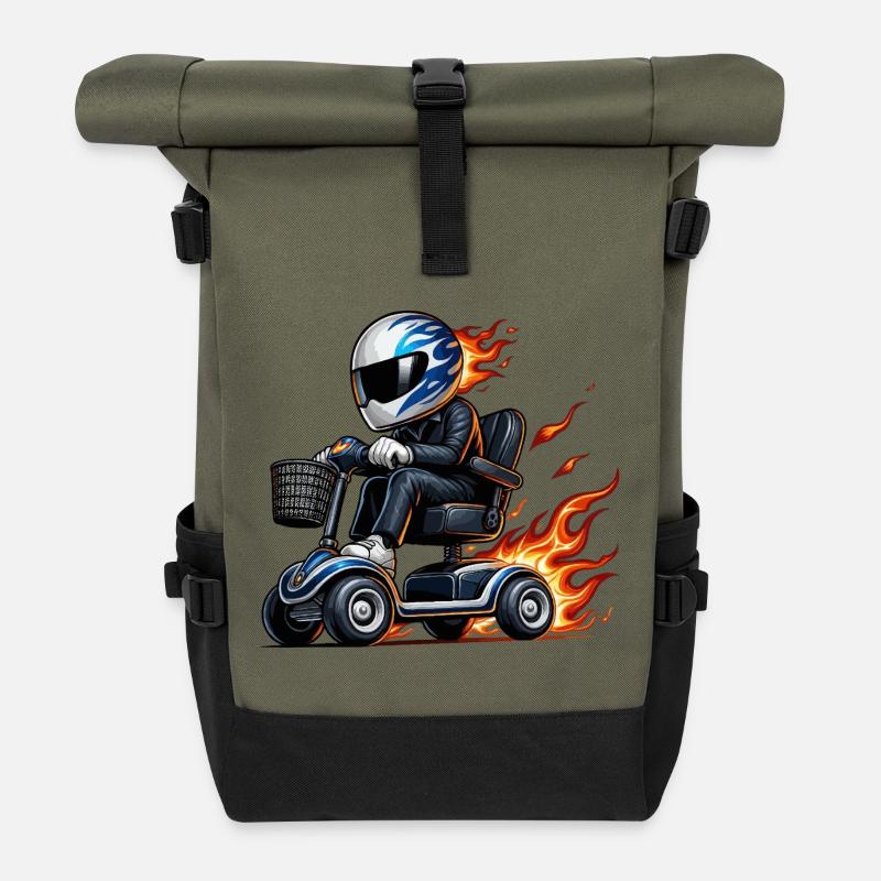 Scooter de mobilité Race bleu - Sac à dos roll top - olive/noir