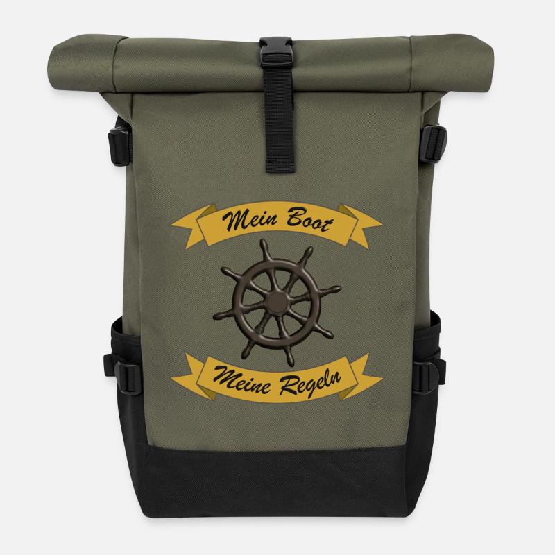 My Boat, My Rules - Skipper Fun Gift - Roll Top Backpack - olive/black