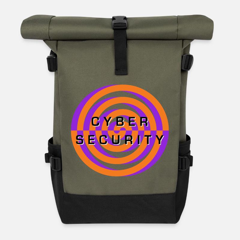 Cyber Security Spiral Emblem - Rolltop Rucksack - Olive/Schwarz