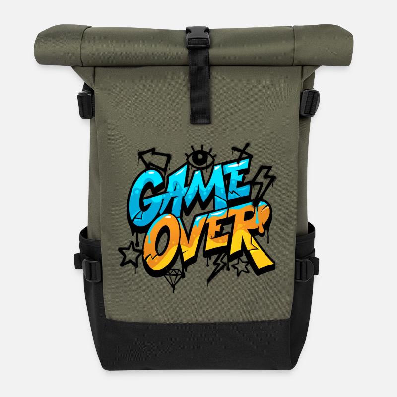 Game Over Neon Splash - Roll Top Backpack - olive/black
