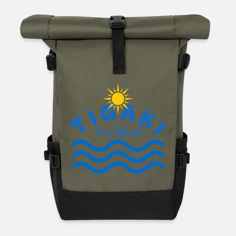 Tigaki Kos Island Sun Waves - Roll Top Backpack - olive/black