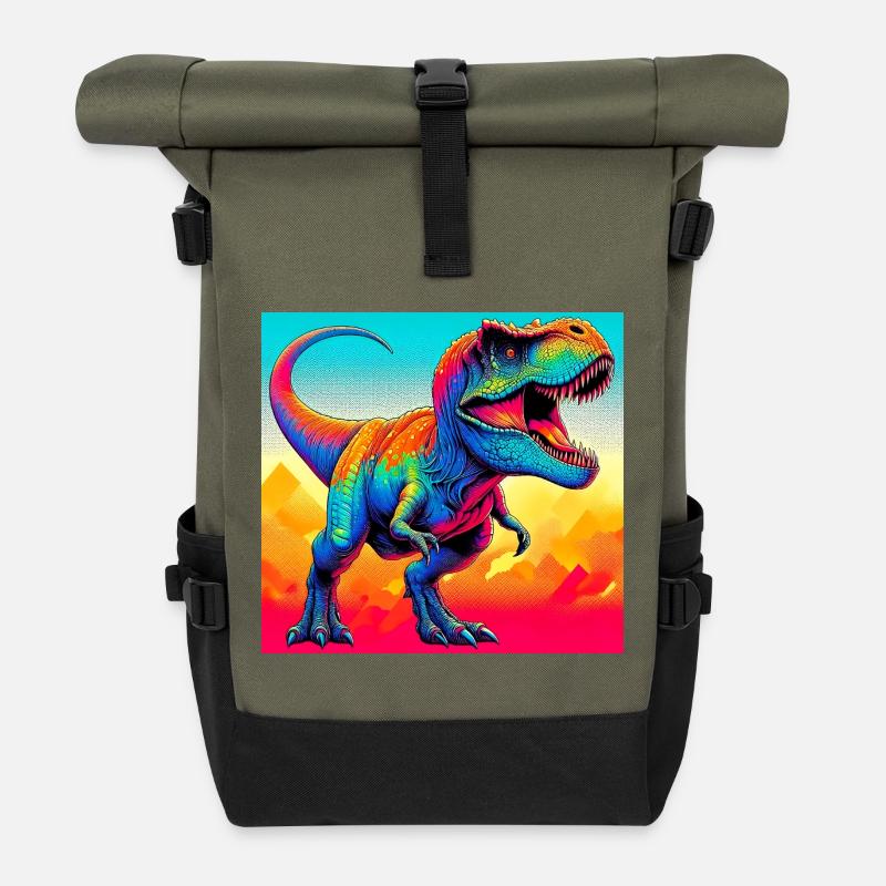 dinosaure - Sac à dos roll top - olive/noir