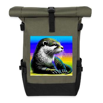 otter - Roll Top Backpack - olive/black - Front