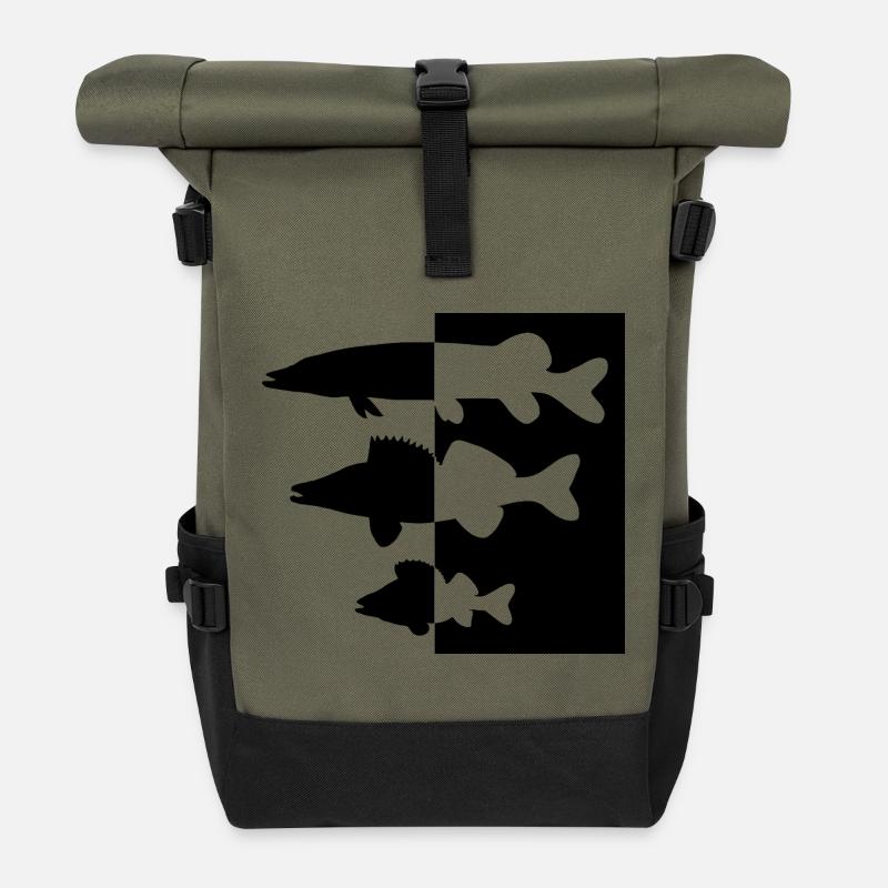 Perchoir brochet et zander - Sac à dos roll top - olive/noir