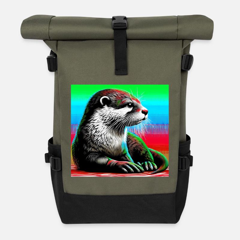 otter - Roll Top Backpack - olive/black