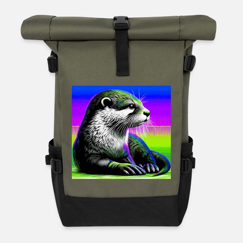 otter - Roll Top Backpack - olive/black