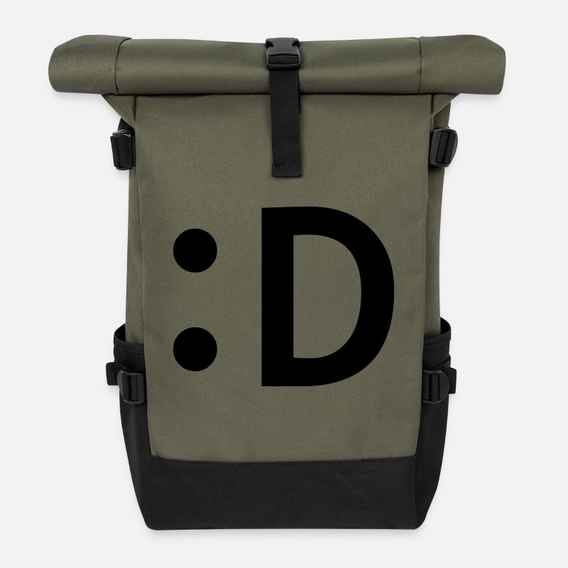 :D smiley lachen - Rolltop Rucksack - Olive/Schwarz