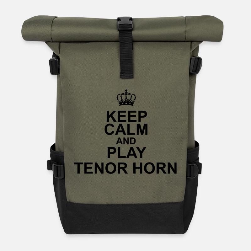 Keep Calm and play Tenor Horn - Sac à dos roll top - olive/noir