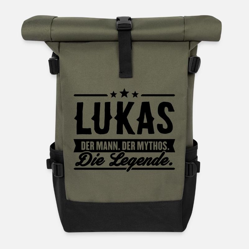 Mann Mythos Legende Lukas - Rolltop Rucksack - Olive/Schwarz