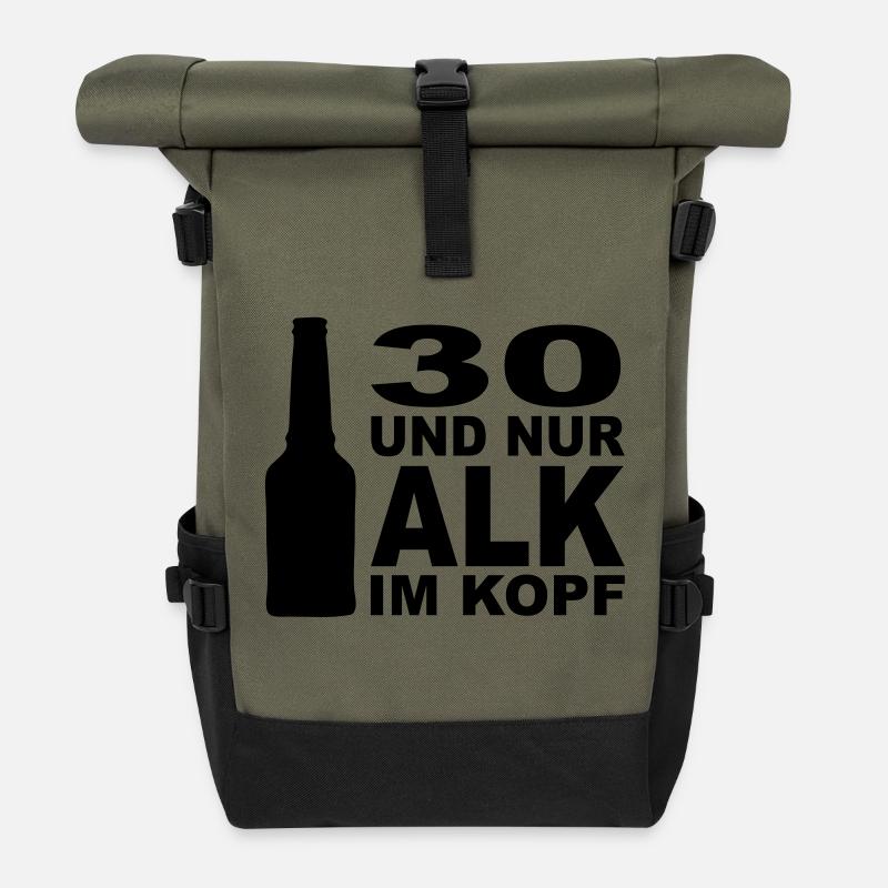 30_alk_im_kopf - Roll Top Backpack - olive/black