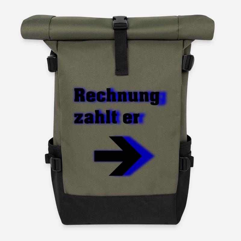 Rechnung zahlt er - Rolltop Rucksack - Olive/Schwarz
