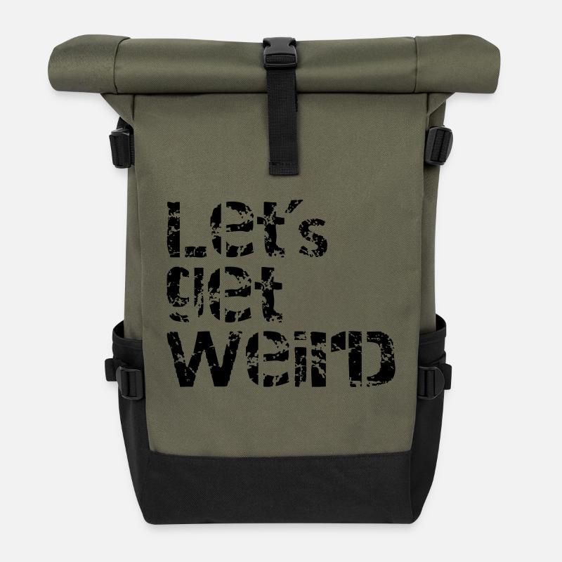 lets get weird - Roll Top Backpack - olive/black