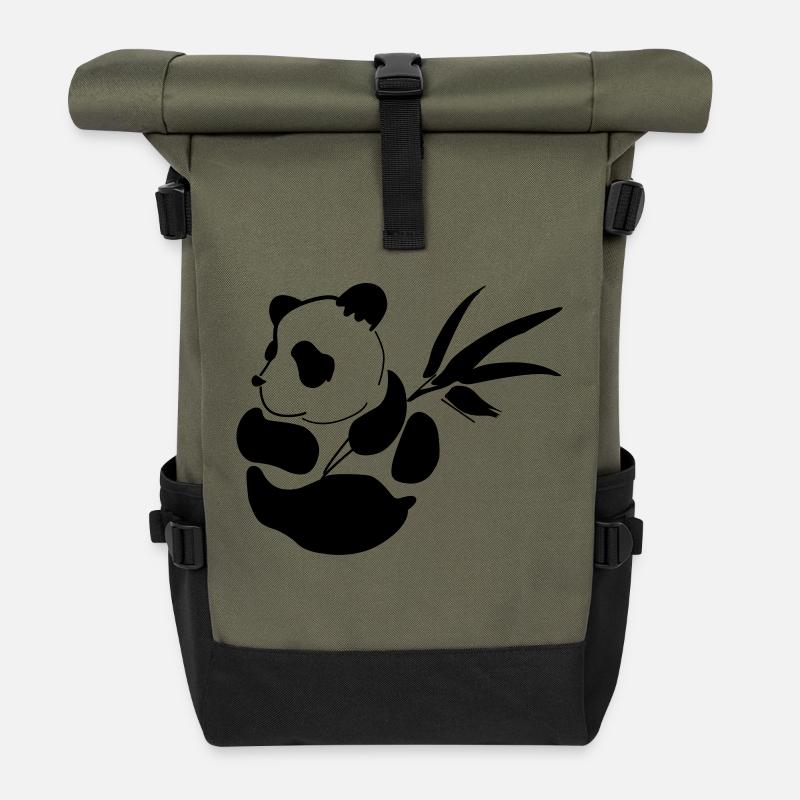bébé panda - Sac à dos roll top - olive/noir