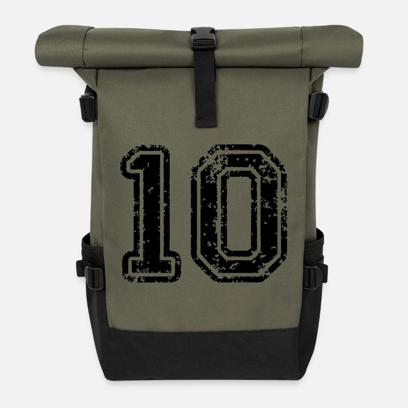 10 - Nummer - Rolltop Rucksack - Olive/Schwarz