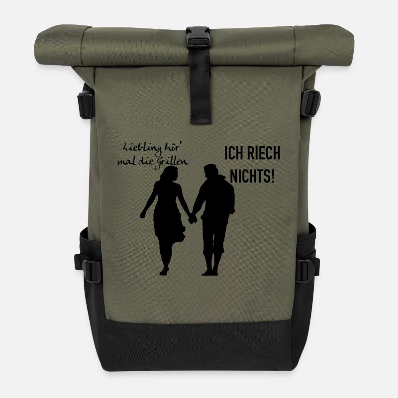 Grillen romantisch - Rolltop Rucksack - Olive/Schwarz