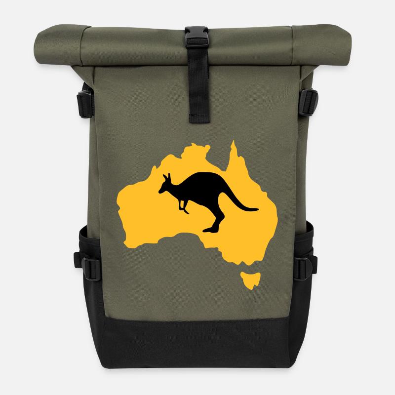 Australie - Sac à dos roll top - olive/noir