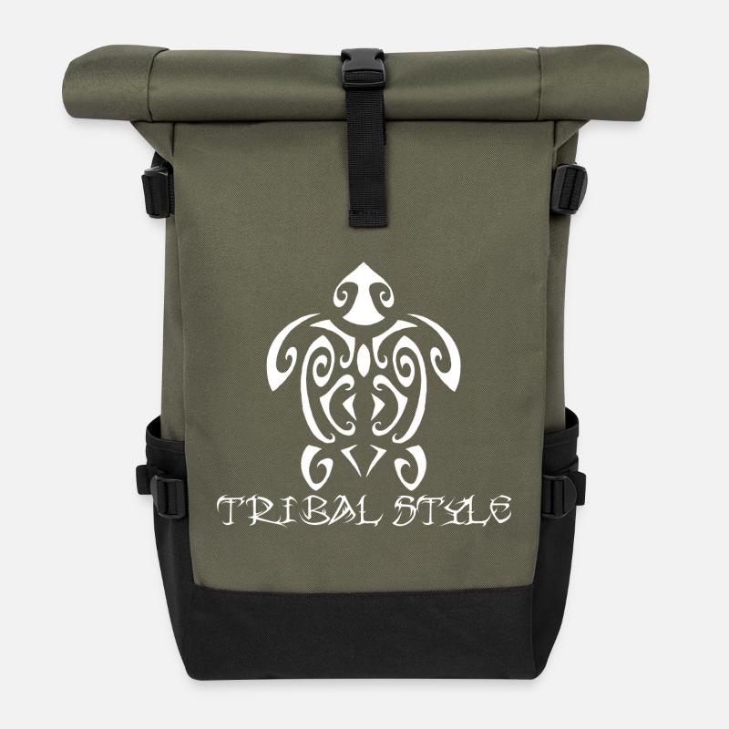Tortue blanche de Polynésie - Sac à dos roll top - olive/noir