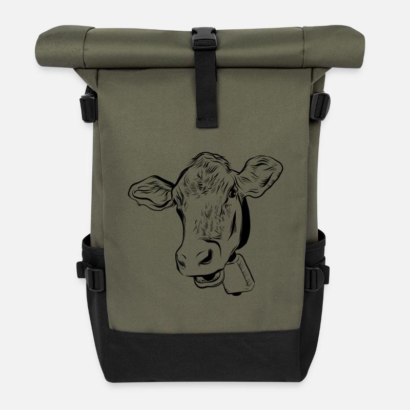 Kuh Kühe - Rolltop Rucksack - Olive/Schwarz
