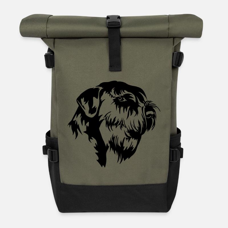 Riesenschnauzer Kopf - Rolltop Rucksack - Olive/Schwarz