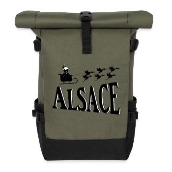Alsace Christmas Storks - Roll Top Backpack - olive/black - Front