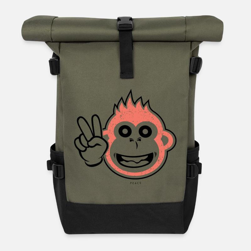 Singe de la paix - Sac à dos roll top - olive/noir
