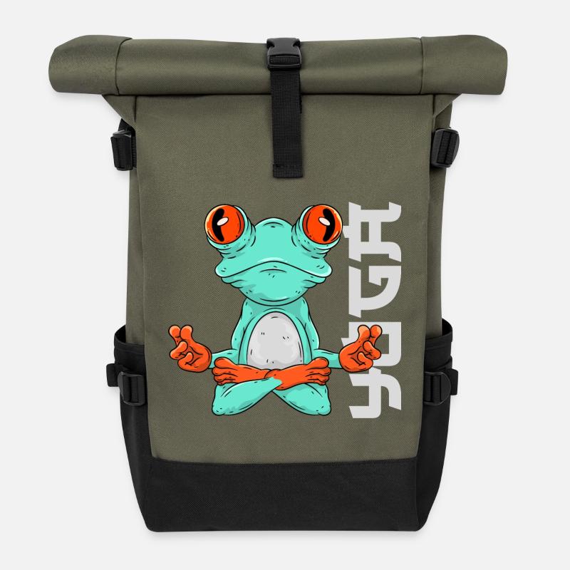 Frosch Yoga - Rolltop Rucksack - Olive/Schwarz