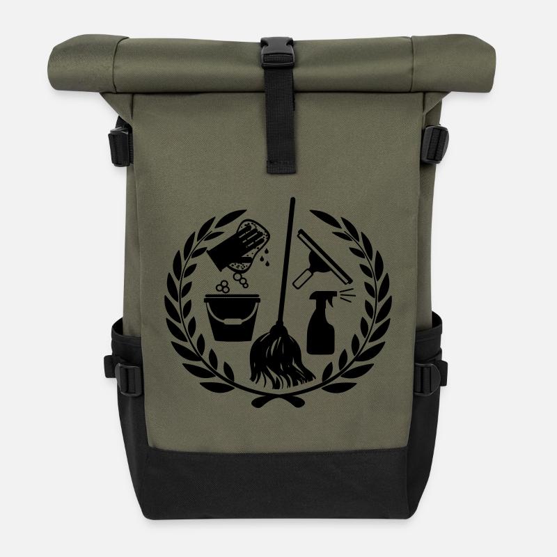Outil de nettoyage de logo plus propre - Sac à dos roll top - olive/noir