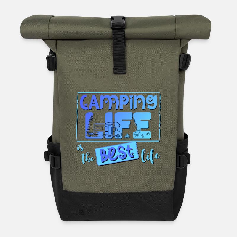 Camping Life is the best life - Roll Top Backpack - olive/black