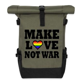 Make love not war - Sac à dos roll top - olive/noir - Devant