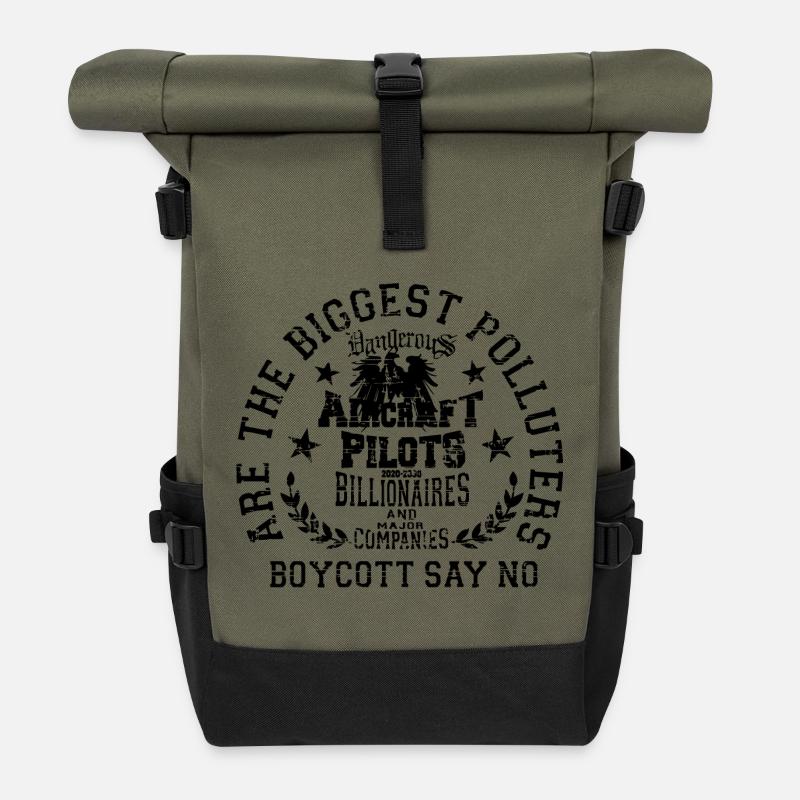 Bold and Unique, Black - Roll Top Backpack - olive/black