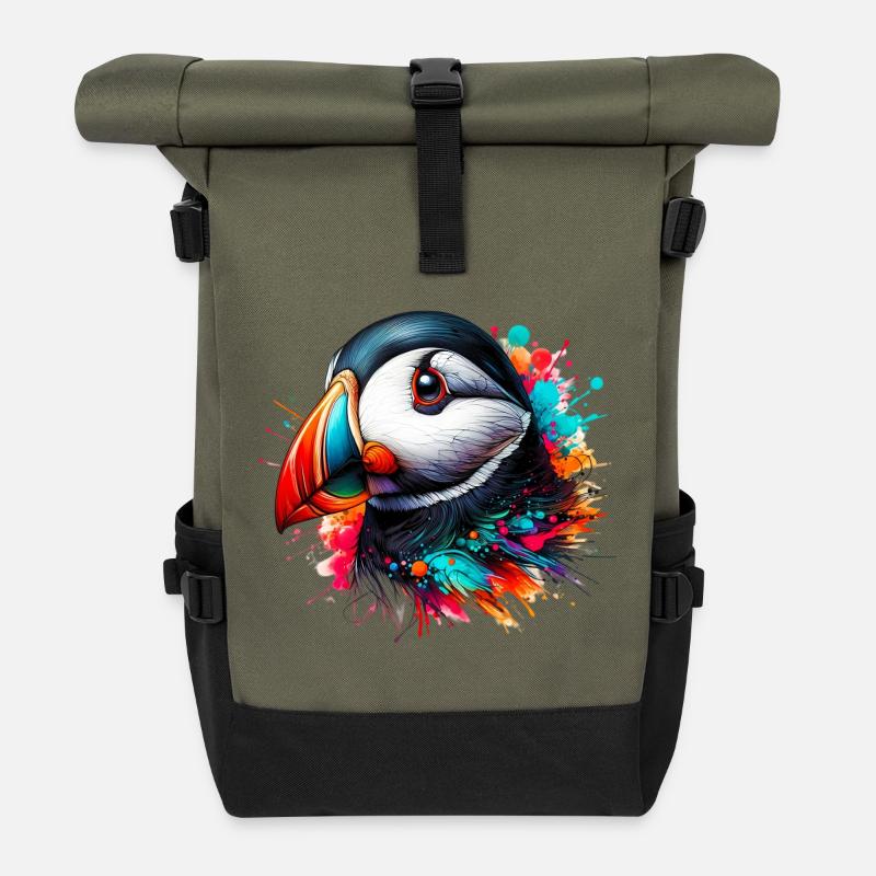 Macareux - Sac à dos roll top - olive/noir