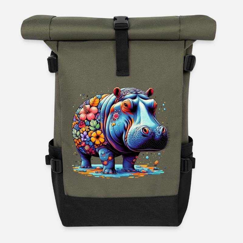 Nilpferd - Rolltop Rucksack - Olive/Schwarz