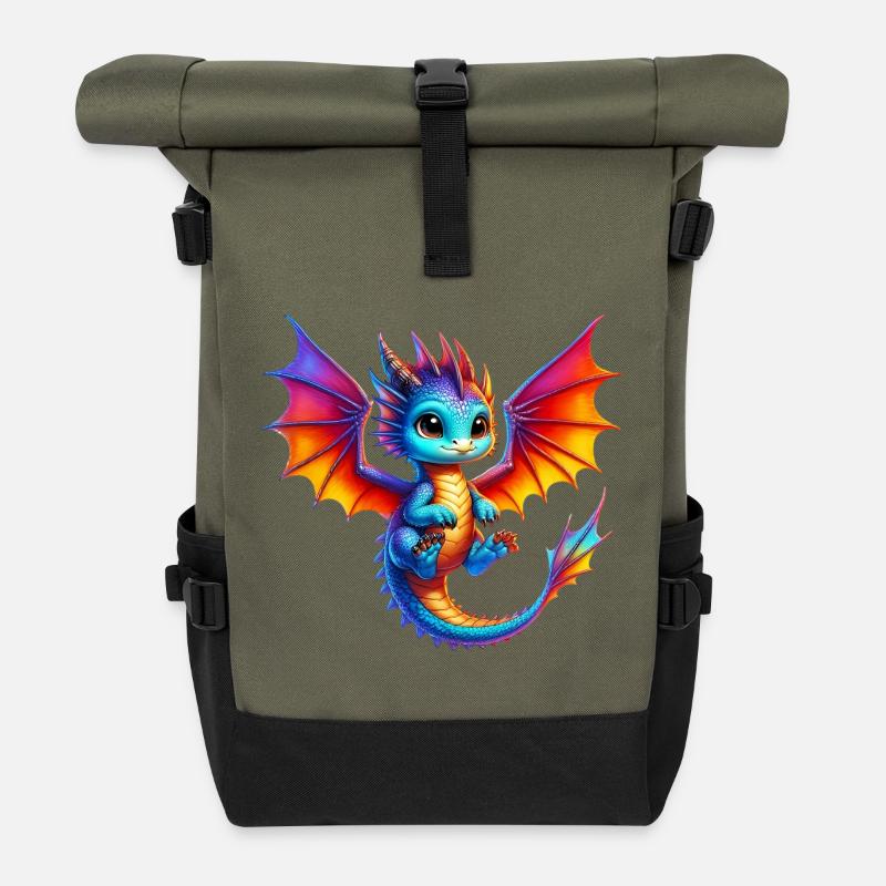 Drache - Rolltop Rucksack - Olive/Schwarz