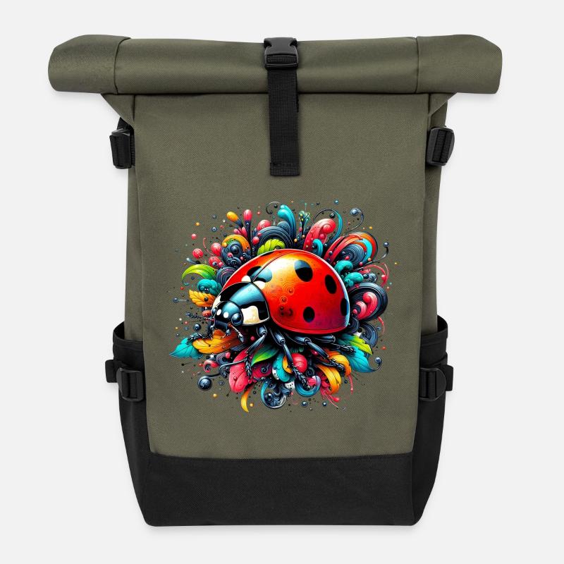 Marienkäfer - Rolltop Rucksack - Olive/Schwarz