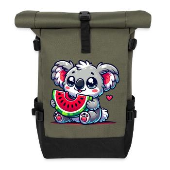 L’adorable koala déguste un morceau de pastèque - Sac à dos roll top - olive/noir - Devant