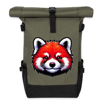Red panda - Roll Top Backpack - olive/black - Front