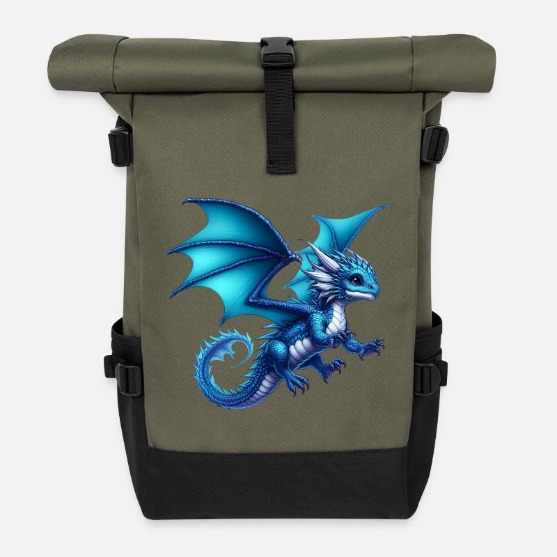 Drache - Rolltop Rucksack - Olive/Schwarz