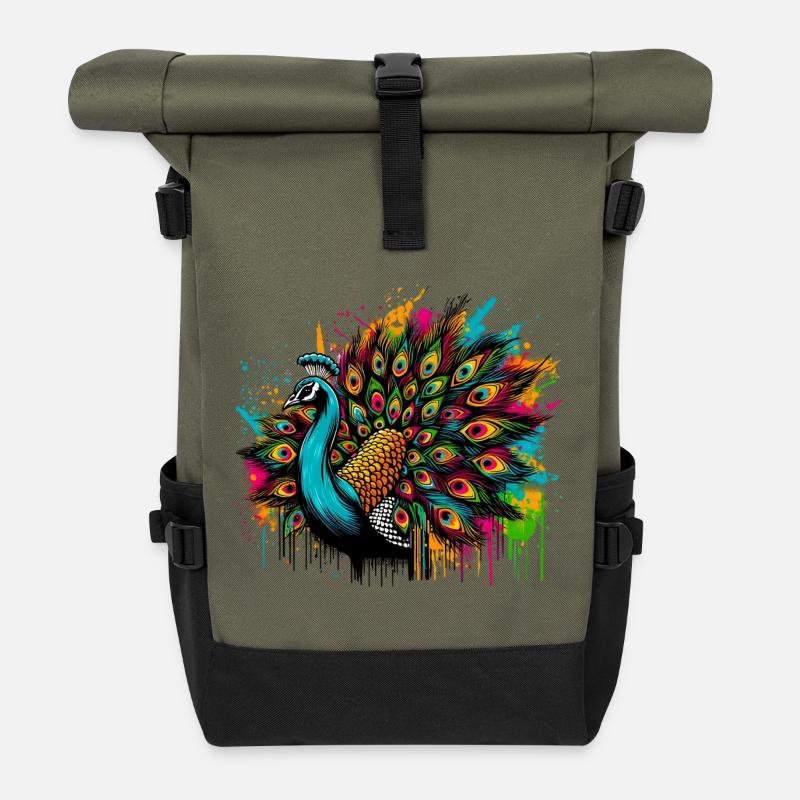 Paon - Sac à dos roll top - olive/noir