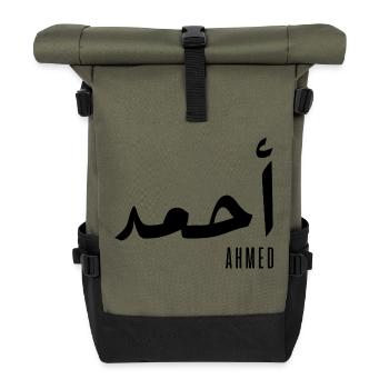 Ahmed name in Arabic - Roll Top Backpack - olive/black - Front