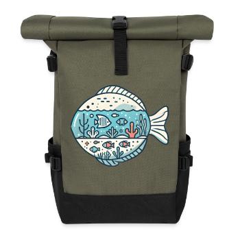 Fisch - Rolltop Rucksack - Olive/Schwarz - Vorne
