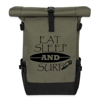 Surfing Surfboard Surfer Wassersport - Rolltop Rucksack - Olive/Schwarz - Vorne