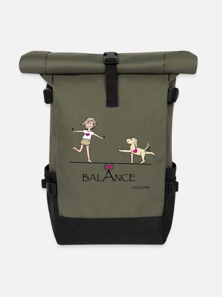 Balance - kurze Haare - Rolltop Rucksack - Olive/Schwarz