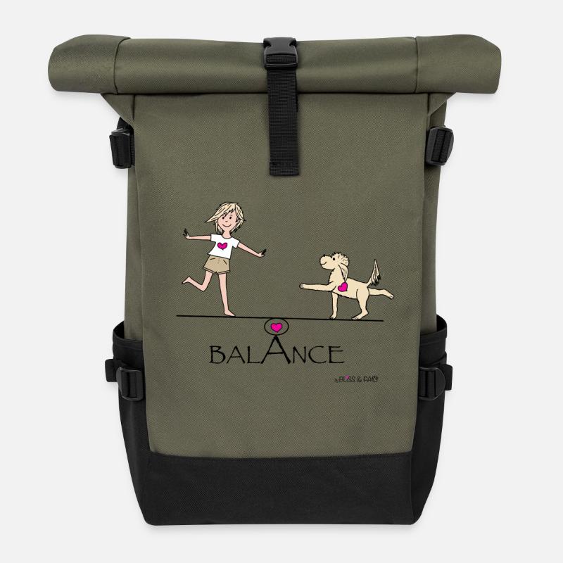 Balance - kurze Haare - Rolltop Rucksack - Olive/Schwarz