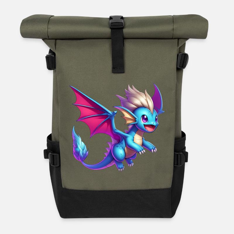 Drache - Rolltop Rucksack - Olive/Schwarz