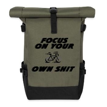 OWN SHIT - Rolltop Rucksack - Olive/Schwarz - Vorne