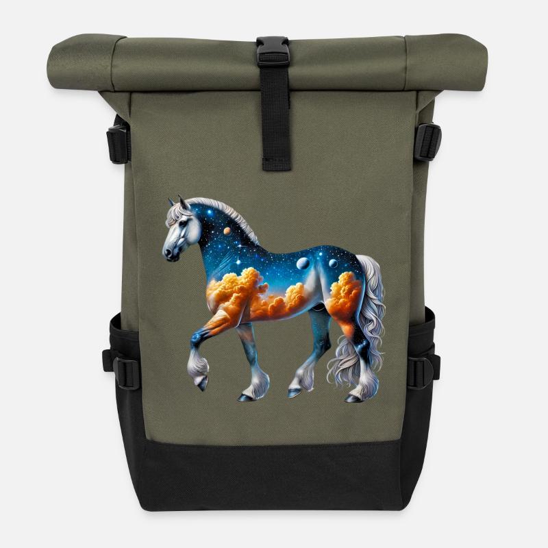 Pferd - Rolltop Rucksack - Olive/Schwarz