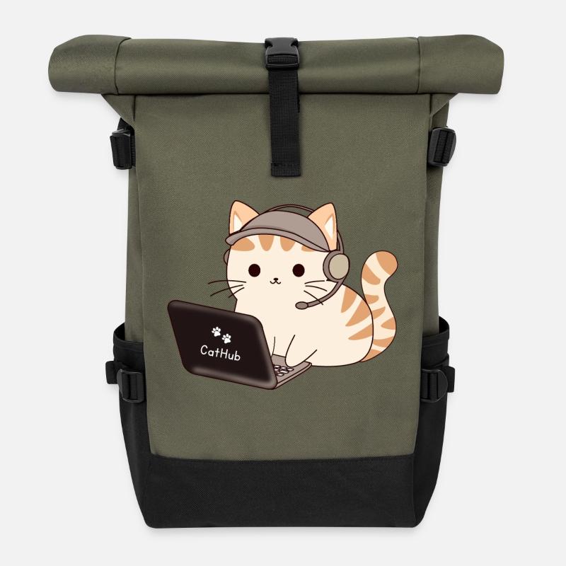 cat programmer - Rolltop Rucksack - Olive/Schwarz