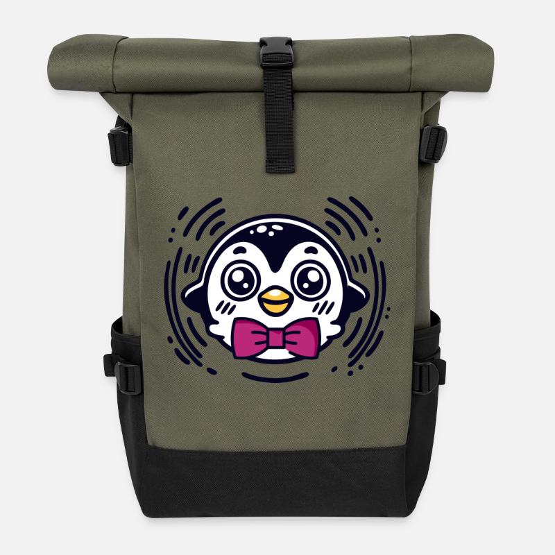 Hüpfpinguin NA304 - Rolltop Rucksack - Olive/Schwarz