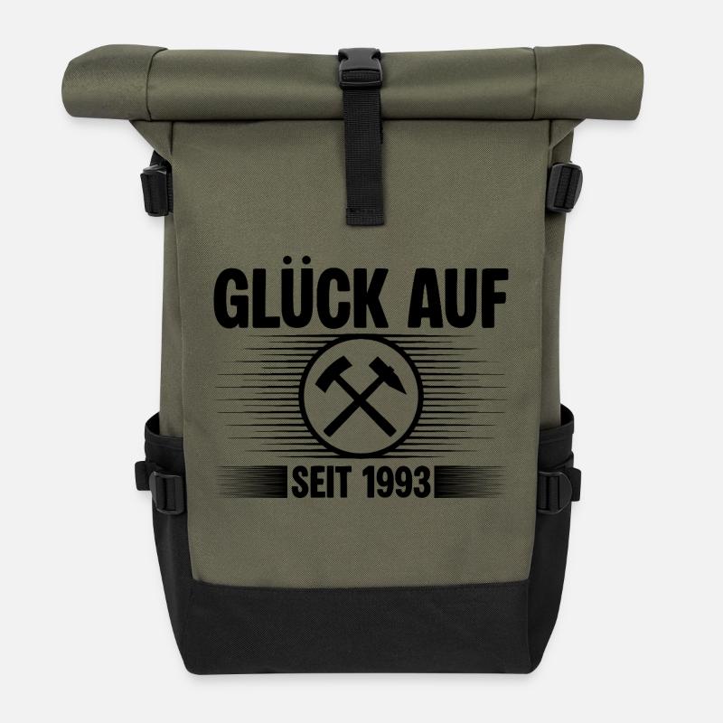 Glueck auf seit 1993 - Rolltop Rucksack - Olive/Schwarz